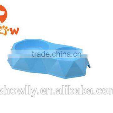 New Arrival Pet Diamond Slice Surface Dual Two Bowl Feed Bowl PP Material