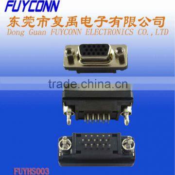 High Density DIP PCB Straight 15P Female VGA D-SUB Connector lock with Hex nuts and inserted Board Lock