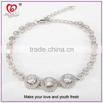 TOP Cubic Zirconia Tennis Bracelet Platinum Plated Copper Jewelry for Lady