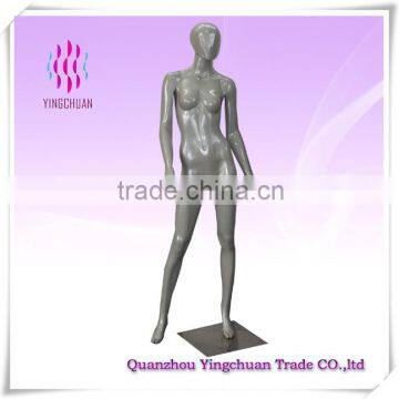 Faceless grey glossy full body fiberglass mannequin