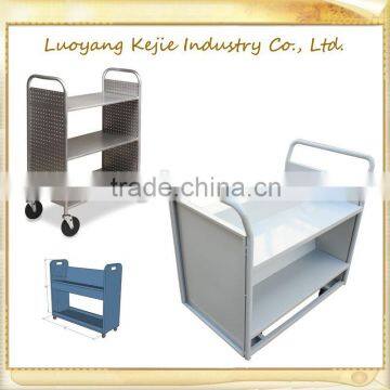 Durable Steel Flat Book Cart/library Trolley Bookshelf/book Rack Shelving/steel Rolling Library Book Carts photo-2
