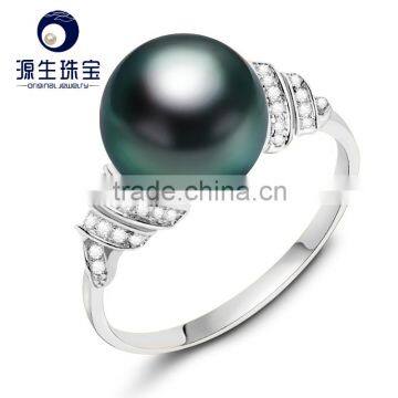 black tahitian pearl with 18k white gold pearl rings