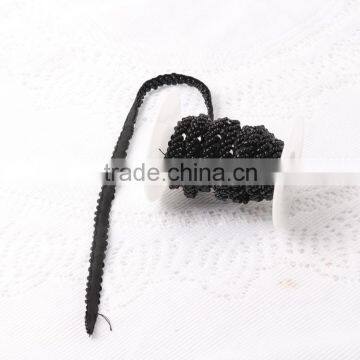 2016 Wholesale 1cm High Quality Fashion Design Black Fancy Embroidery Beaded Chain Lace Trim photo-3