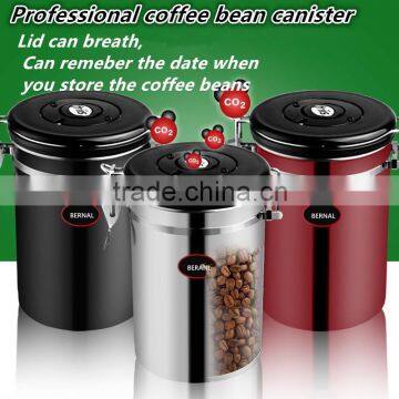 Stainless Steel Metal Type and Metal Material Stainless steel Coffee Canister, lid can breath