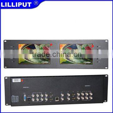 Embedded 7 inch Dual Rack Mount LCD Monitor for Broadcasting