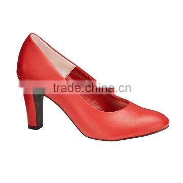 High Heel classic Round toe shapeladies breatheable PU lining comfortable RED sheep skin pump shoes