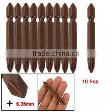 10 Pcs 1/4" Hex Shank PH2 Phillips S2 Screwdriver Bits 65mm Length