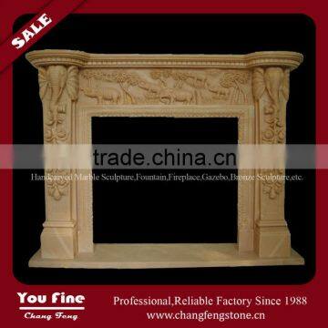 Regency Natural Decorative Carved Stone Fireplace