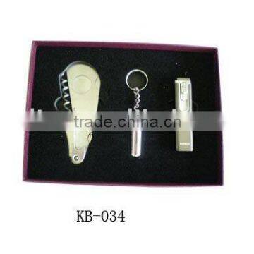 cigar gift set of cigar lighter,cigar cutter and punch-style cutter