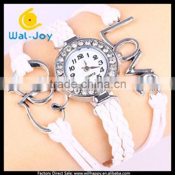 WJ-5192 wholesale cheap knitting love fashion quartz hot sale charming ladies bracelet watch