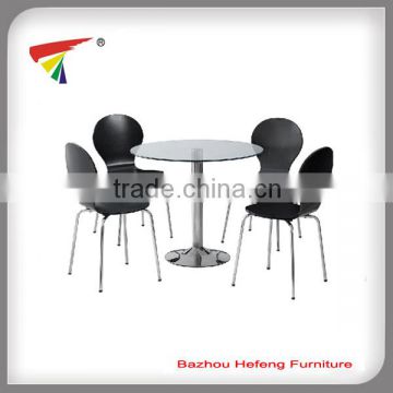 Round style clear glass dining set living room furniture