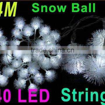 40LED 4M White LED String Snow Pompon led Christmas Light /Wedding/Party Decoration String Lights