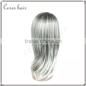 wholesale heat resistant hair wig ombre grey synthetic wig for women