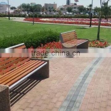 Park bench with recycled plastic wood slats garden wooden bench with back