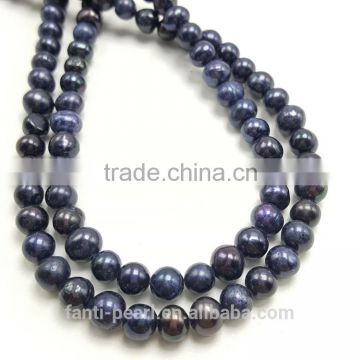 cheap freshwater nature dyes 6-7mm black similar round pearl for making jewelry