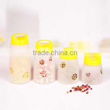 new design 4pcs frosted glass jar with lids handing