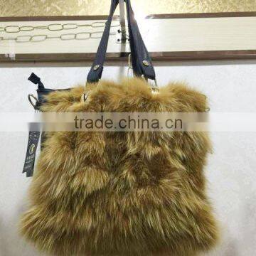 factory price luxury ladies fox fur hanbag