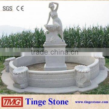 Outdoor Sex Girl And Lion Stone Water Fountain