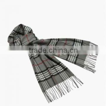 Classic Grey Plaid Winter Acrylic Scarf