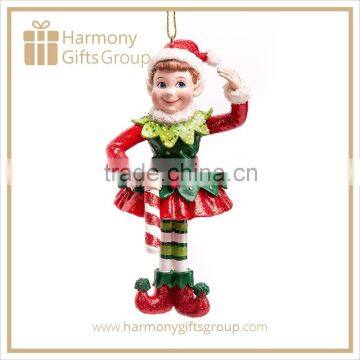 Polyresin Candy Cane Elf Christmas Decoration