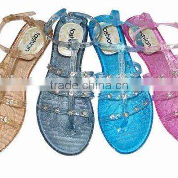 ladies crystal jelly shoes