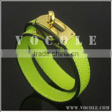 Grass green genuine leather bracelet for girls high quality jewelry