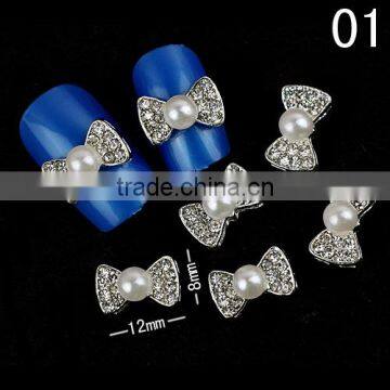 3d Metal Nail Decoration Bow Tie Rhinestone Nail Art&design Pictures