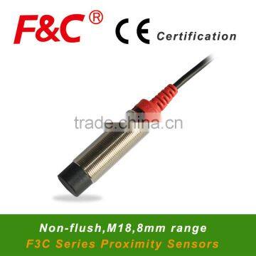 Inductive Sensor F3C-18KN08 series, M18 Cylindrical Inductive Sensor, Can Be Customized 5v DC or 2-wire Type.