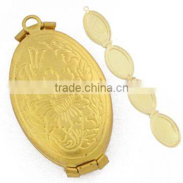 Gold Plated Brass Bracelet Cabochon Setting, Oval Tray x21-37