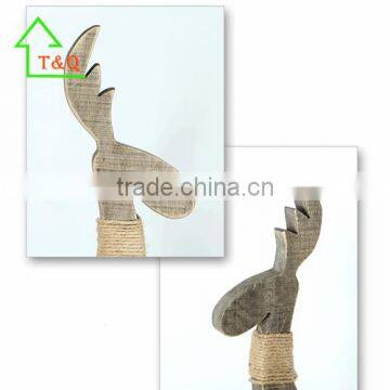 2016 Unique Cheap 2/S Artificial Handmade Wooden Tableware Christmas Deer Home Decoration photo-2