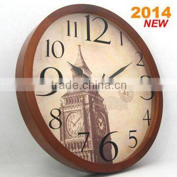 2014 restaurant decor wooden modern clocks (14W45BR-S138)