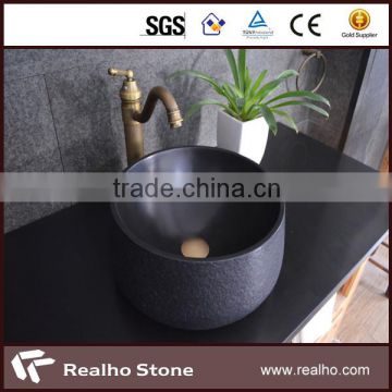 Chinese Absolute Black Granite Bathroom Bowl Basin