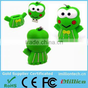 lovely cute frog cartoon character usb flash drive / promotional gift PVC usb flash drive customized pvc usb