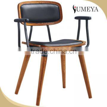 Wholesale french stackable Imitation wood chair, arm chair aluminum bistro chair with pu leather seat