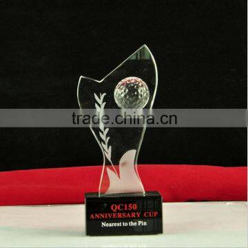 high-end quality wholesale glass golf trophy