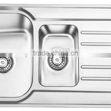 Above Counter Stainless Steel Single Bowl Kitchen Sink With Drainboard GR-800 photo-4