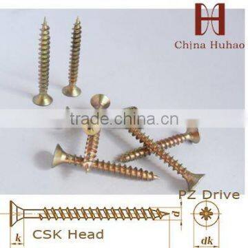 Inspection qualified galvanized yellow zinc Pozi chipboard screw fibre board screw to wood in China