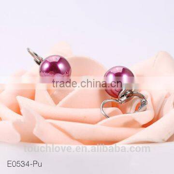 E0534-PU-TLM Wholesale Stud Earring, Fashion Purple Pearl Earring For Girls