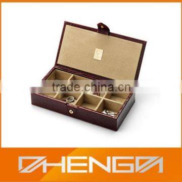 Best Sell Factory Custom Made Leather Cufflink Box With Glass Lid for Gift (ZDS-F268) photo-6