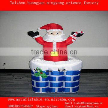 inflatable Christmas decoration Santa in chimney with up and down airblown inflatables