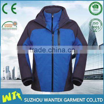 hot sale blue twinset outdoor windproof winter sports jacket use for climbing hiking