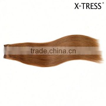 cheap wholesale 100%human hair 6# chestnut brown straight Brown brazilian remy human weft 105g