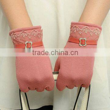 2016 5 Colors New Women Ladies Winter Warm Vintage Touch Screen Lace Gloves for Women
