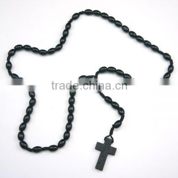 Handmade Cord Wood Rosary,wood bead cord rosary