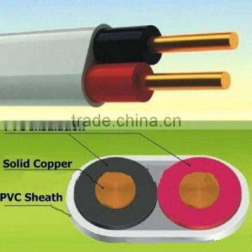 solid conductor flat red and black power cable for electric wiring