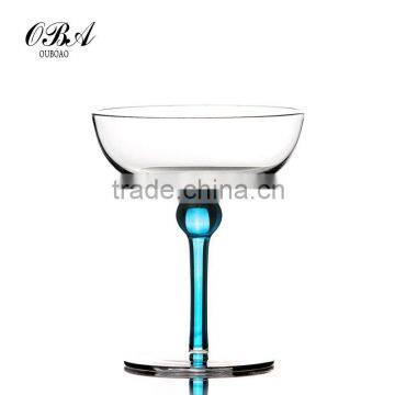 Margarita glass with colored stem, High grade goblet, cocktail glass, wholesale