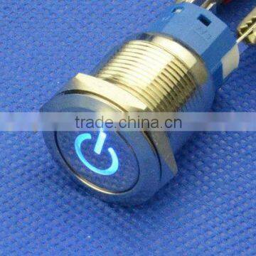 QN19-C5 19mm blue power symbol 220V DC Led Latching flat Push Button Angel Eye car Switch