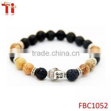 Fashion design lucky buddha lava stone bracelet for men and woman