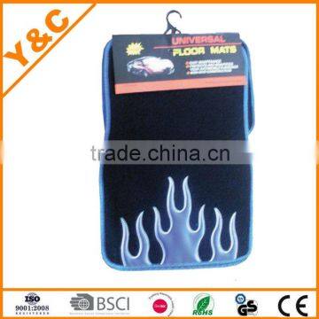 embroidered flame for russia and europe markets gigging and non-slip pvc car mat