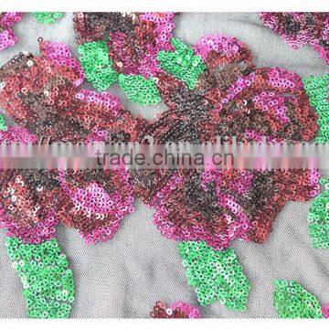 Wholesale Latest 3d Flower Sequin Net Fabric, Lovely Flower Sequin Net Fabric Making Dress photo-4
